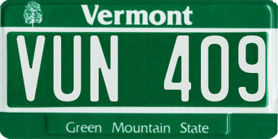 VT license plate VUN409
