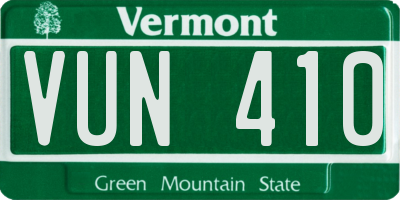 VT license plate VUN410