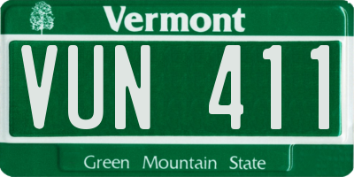 VT license plate VUN411