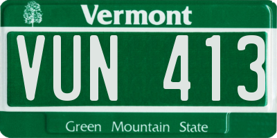VT license plate VUN413