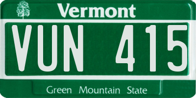VT license plate VUN415