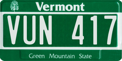 VT license plate VUN417