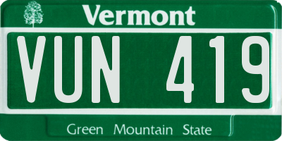 VT license plate VUN419