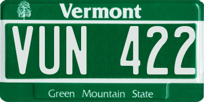 VT license plate VUN422