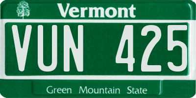 VT license plate VUN425