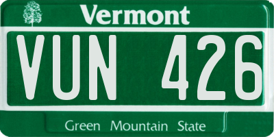 VT license plate VUN426