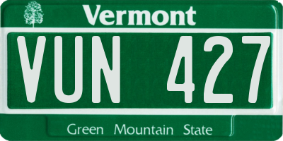 VT license plate VUN427