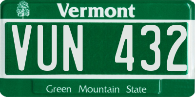 VT license plate VUN432