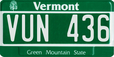 VT license plate VUN436