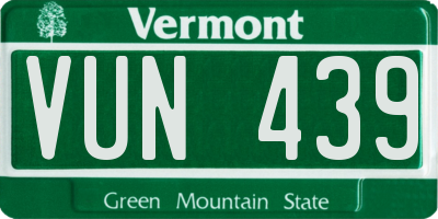 VT license plate VUN439