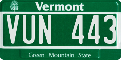 VT license plate VUN443