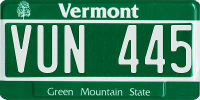 VT license plate VUN445