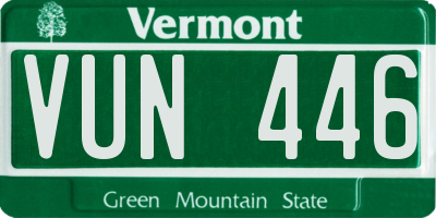 VT license plate VUN446