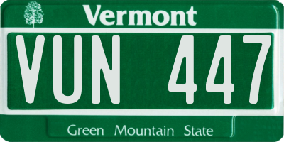 VT license plate VUN447