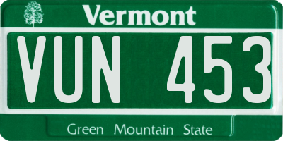 VT license plate VUN453