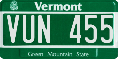 VT license plate VUN455