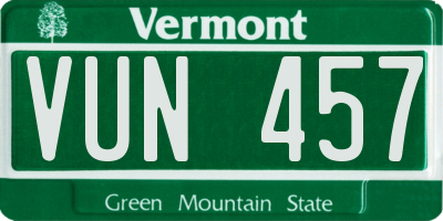 VT license plate VUN457