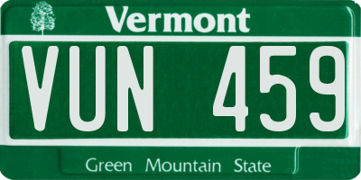 VT license plate VUN459