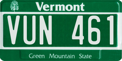 VT license plate VUN461