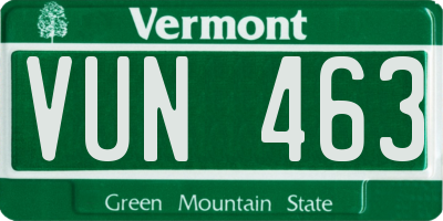 VT license plate VUN463
