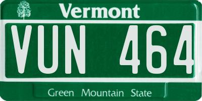 VT license plate VUN464