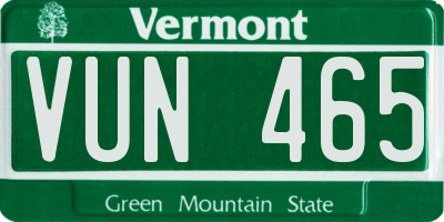 VT license plate VUN465