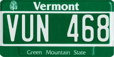 VT license plate VUN468