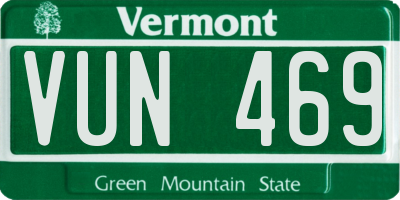 VT license plate VUN469