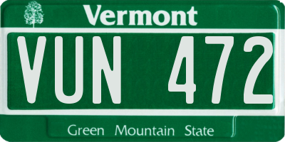 VT license plate VUN472