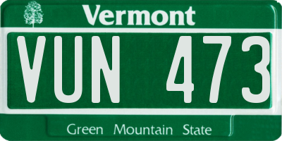 VT license plate VUN473