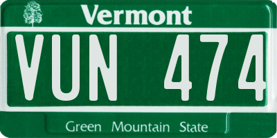 VT license plate VUN474