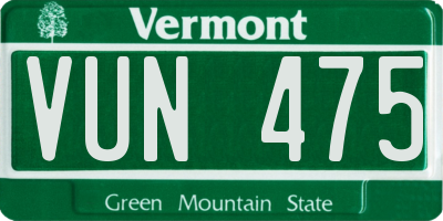 VT license plate VUN475