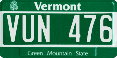 VT license plate VUN476