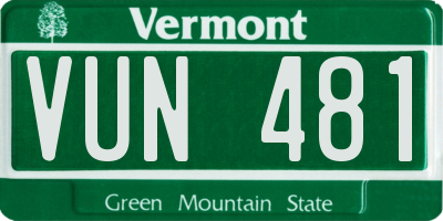 VT license plate VUN481
