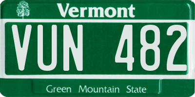 VT license plate VUN482