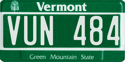 VT license plate VUN484