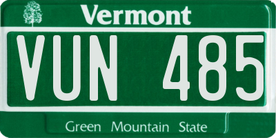 VT license plate VUN485