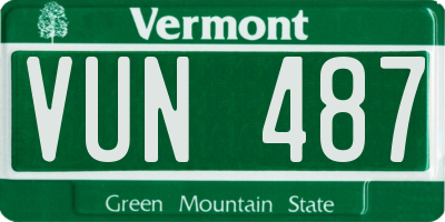 VT license plate VUN487