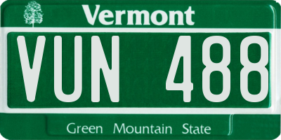VT license plate VUN488