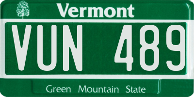 VT license plate VUN489
