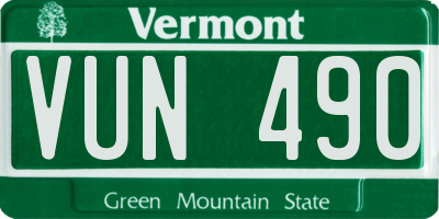 VT license plate VUN490