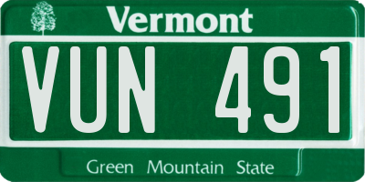 VT license plate VUN491