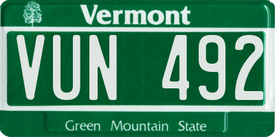 VT license plate VUN492