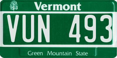 VT license plate VUN493