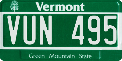 VT license plate VUN495