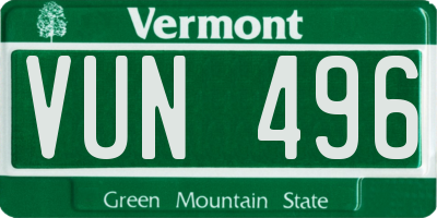 VT license plate VUN496