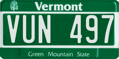 VT license plate VUN497