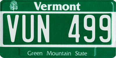 VT license plate VUN499