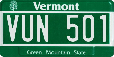 VT license plate VUN501