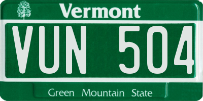 VT license plate VUN504